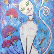 Chat à la lune- 93x73 - vendu