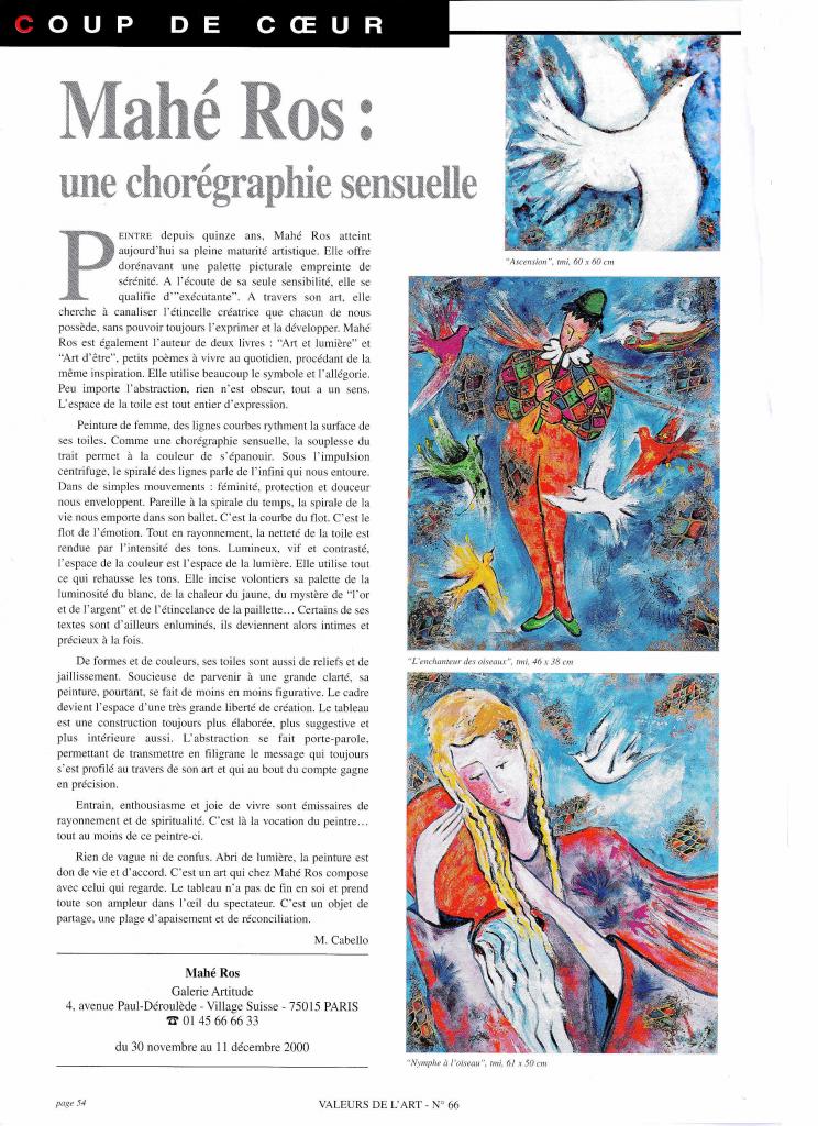 Article Valeurs de l'Art n°66