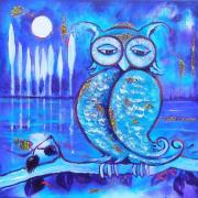 Le hibou bleu - 40x40