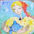 La jeune fille au chat bleu - 50€