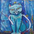 Chat aux escargots - 20x20-vendu