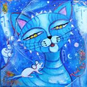 chat à la souris - 20x20 