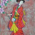 Japonaise au shamisen2 sur bois-400€