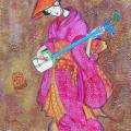 Japonaise au shamisen - vendu