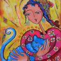 Jeune fille au chat bleu - vendu
