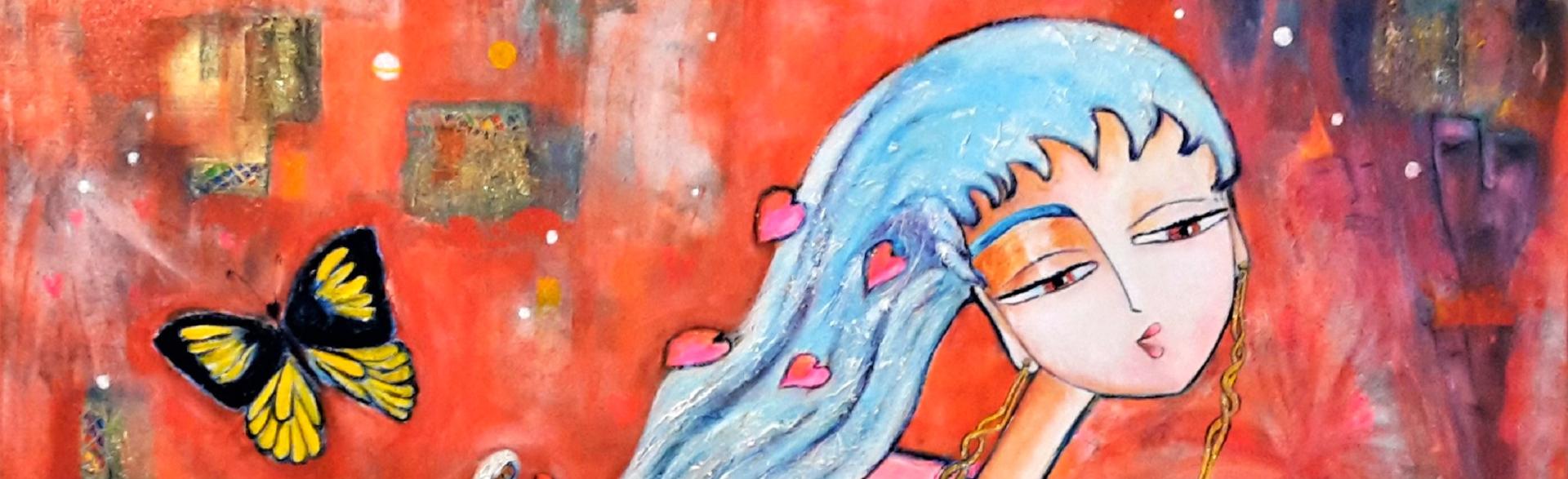 Jeune fille aux papillons
