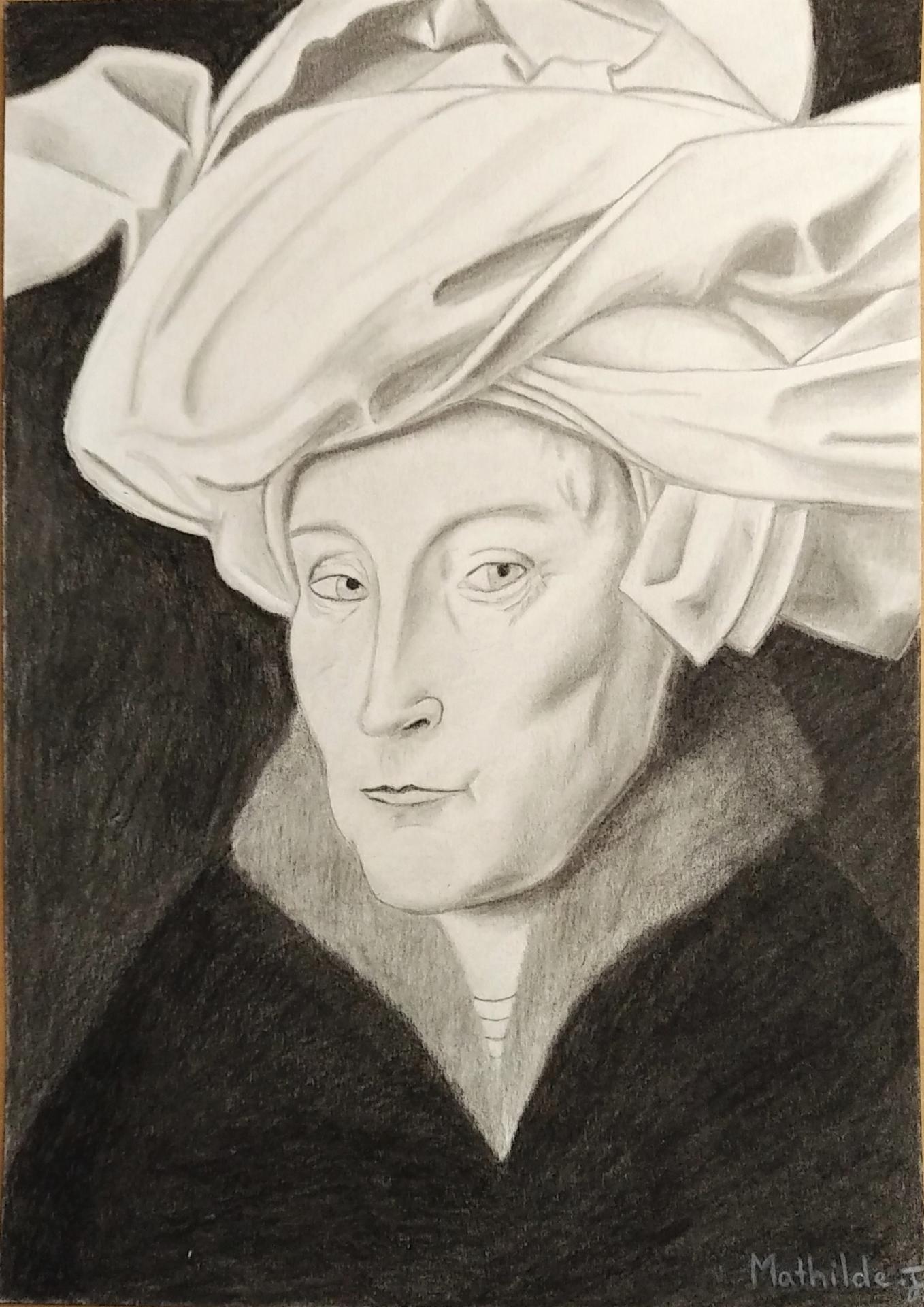 Copie de l'autoportrait de Van Eyck par Mathilde