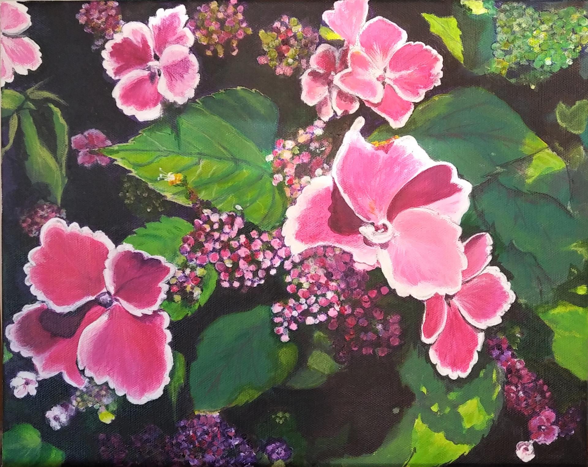 Hortensias par Véronique -Acrylique sur toile