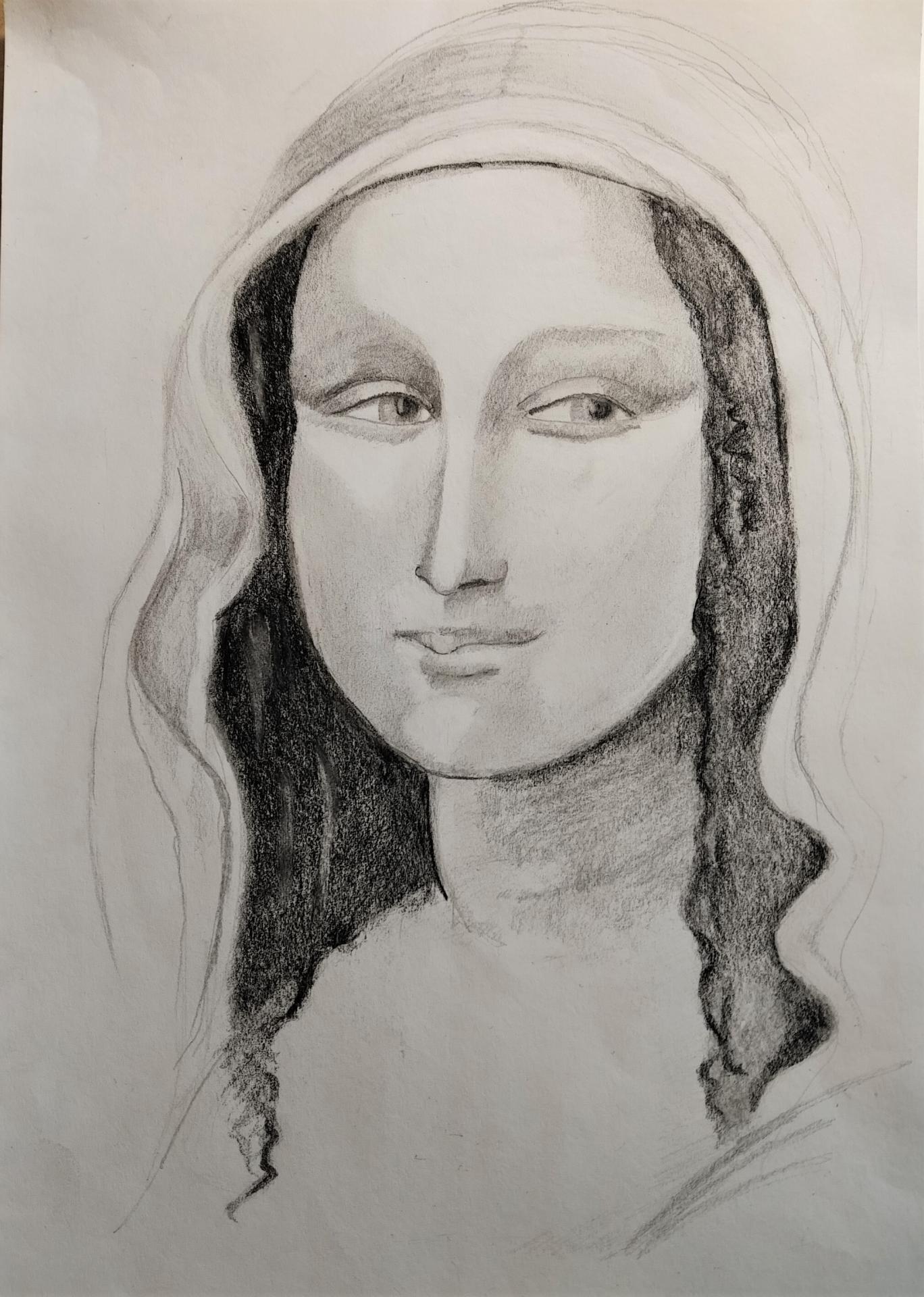 Mona lisa d'après la Mona de Mahé Ros-Dessin sur papier par Célia