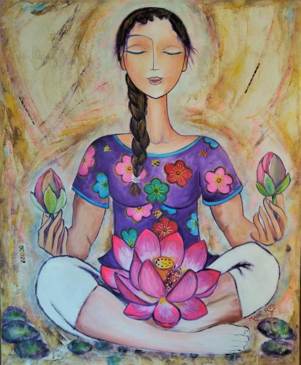 Meditation aux lotus roses